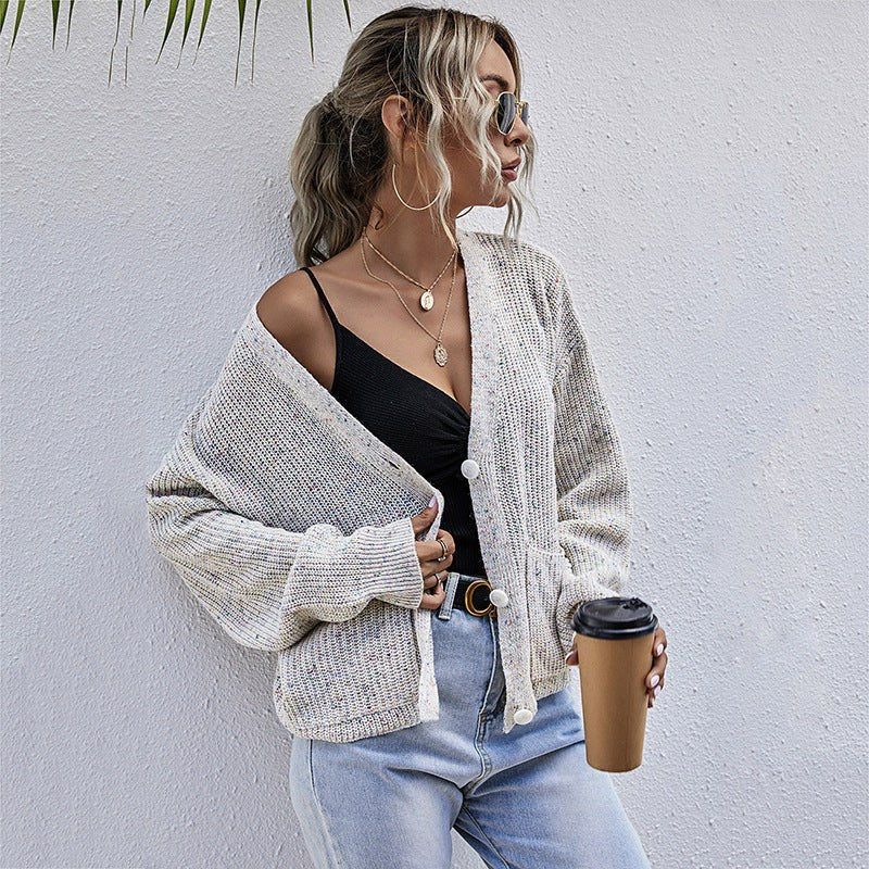 Crispina | Women's Button Detail Knit Cardigan in Weissbeig