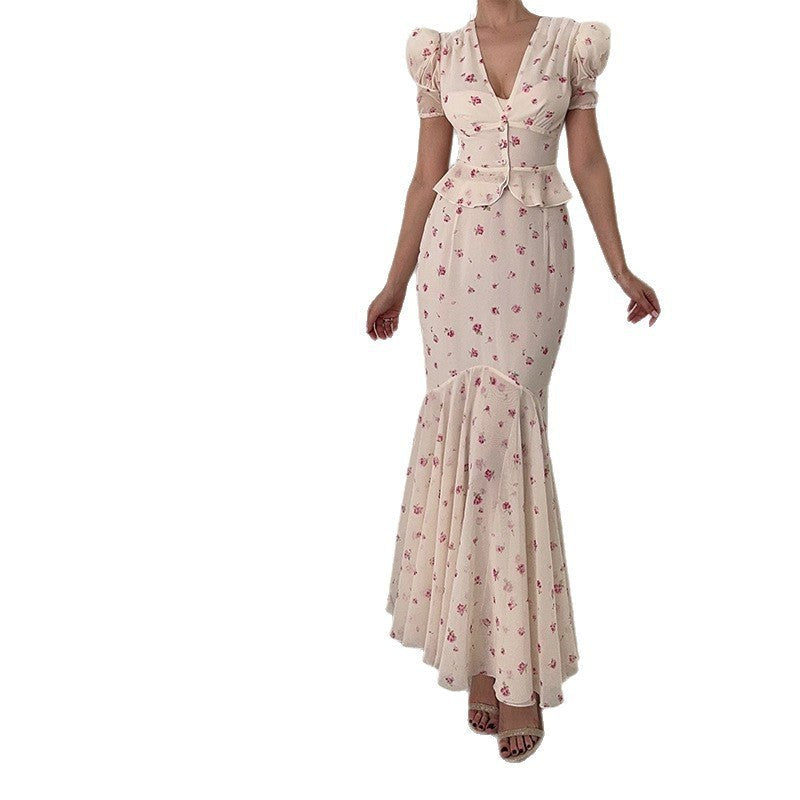 Cynthia | Women's Puff Sleeve Ruffle Elegant Maxi Dress