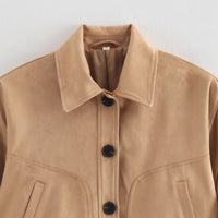 Cynthia | Women's Casual Leather Jacket in Khaki