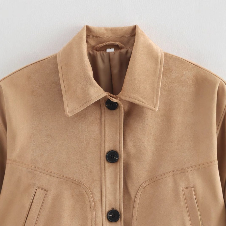 Cynthia | Women's Casual Leather Jacket in Khaki