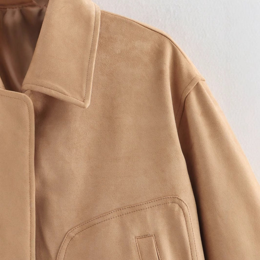 Cynthia | Women's Casual Leather Jacket in Khaki