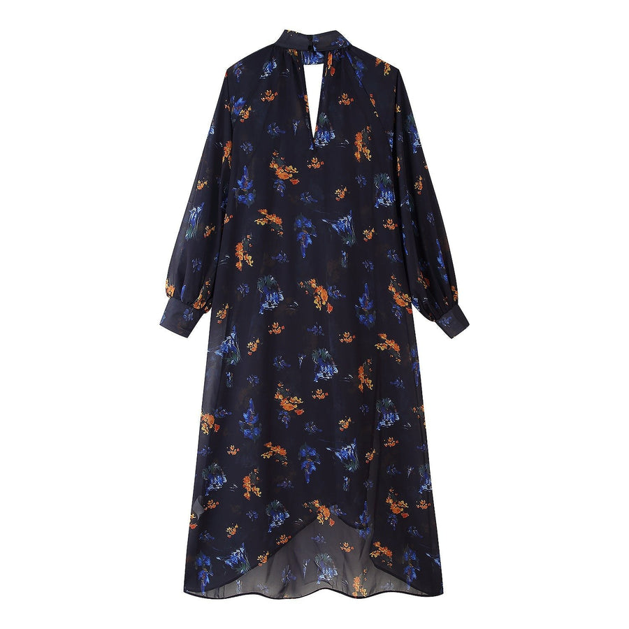 Cyrilla | Women's Stand Collar Floral Elegant Maxi Dress in Kleid