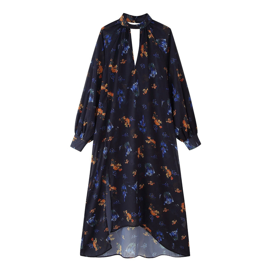 Cyrilla | Women's Stand Collar Floral Elegant Maxi Dress in Kleid