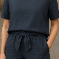 Dacia | Women's Short Sleeve Top Tapered Pants Two-Piece Set