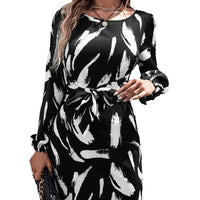 Dagmar | Women's Tie Belt Belted Elegant Midi Dress in Black