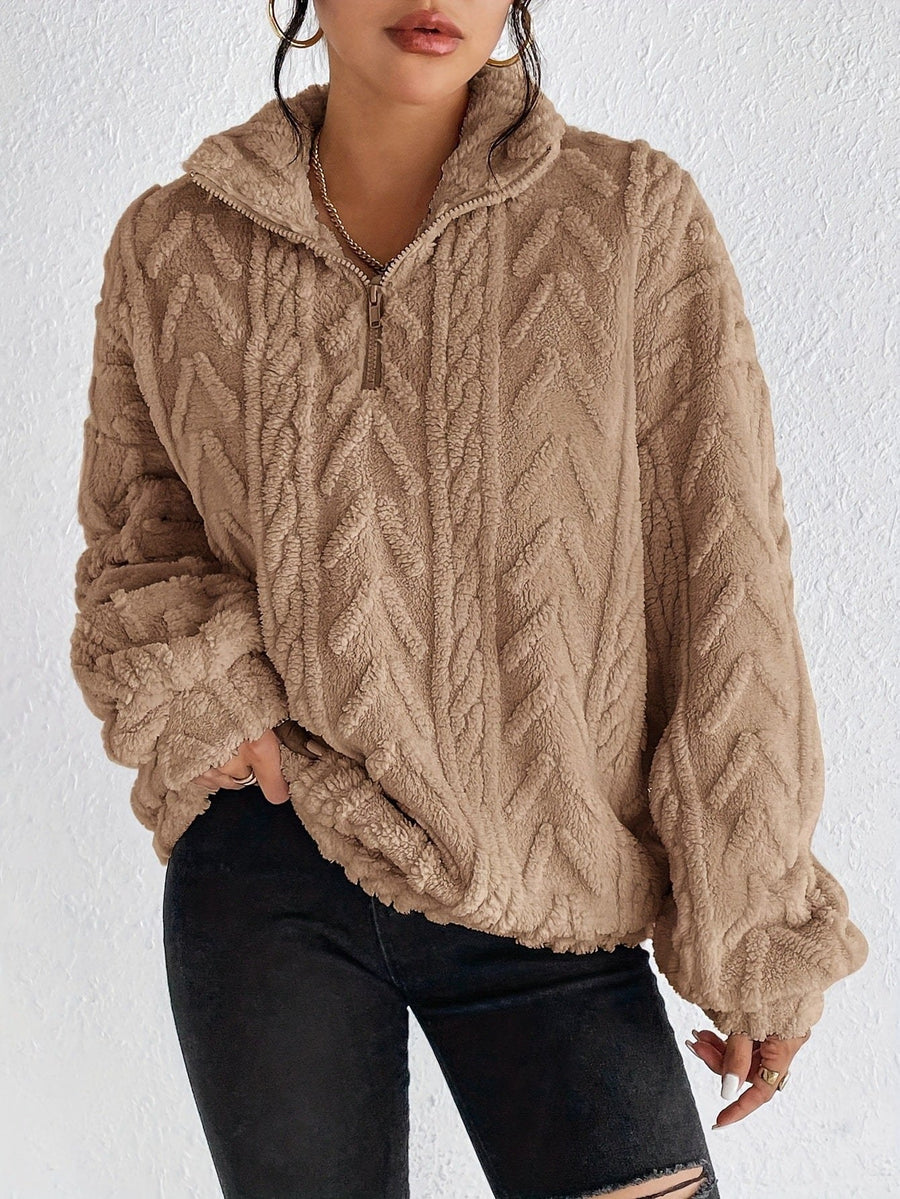 Dahlia | Women's Oversized Fleece Sweater in Khaki