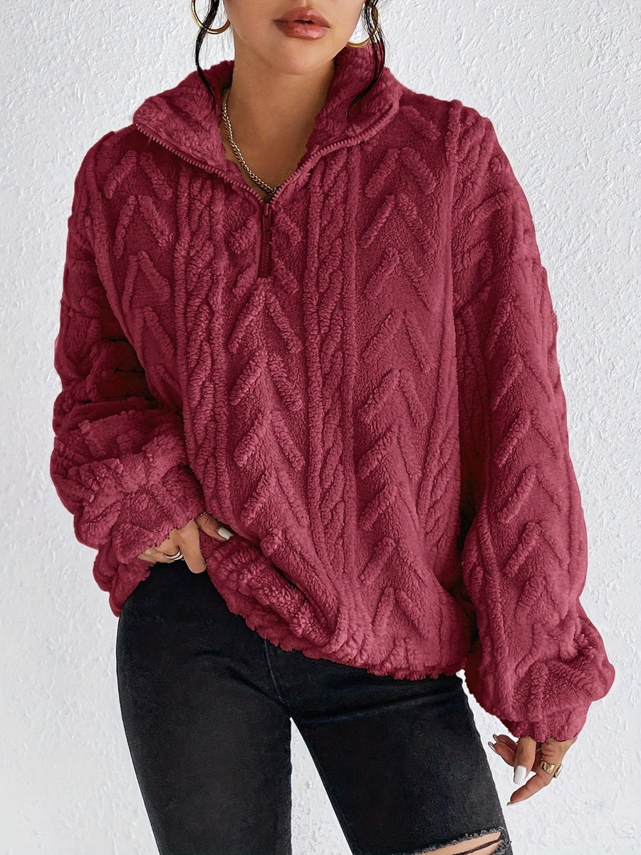 Dahlia | Women's Oversized Fleece Sweater in Weinfarb