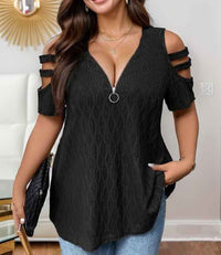 Dahlia | Women's Zip Elegant Top in Black