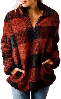 Daisy | Women's Fleece Sweater in Red