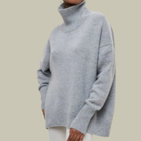 Daisy | Women's Oversized Loose Fit Turtlenecks Cozy Knit Sweater in Gray