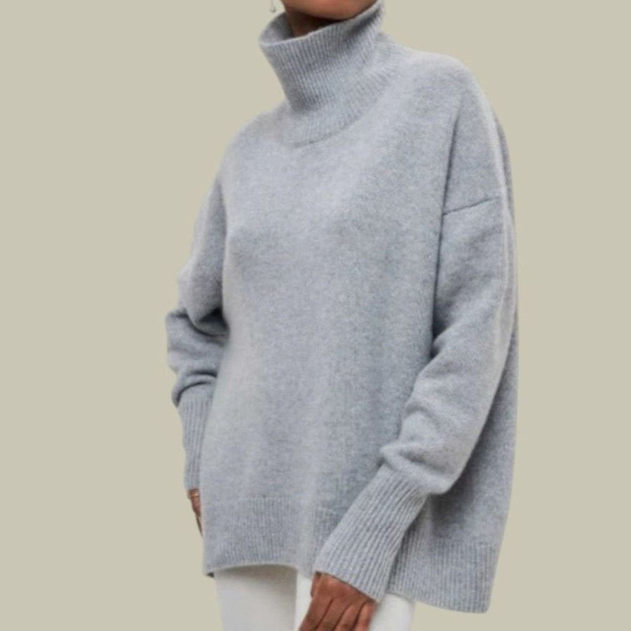 Daisy | Women's Oversized Loose Fit Turtlenecks Cozy Knit Sweater in Gray
