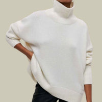 Daisy | Women's Oversized Loose Fit Turtlenecks Cozy Knit Sweater in White