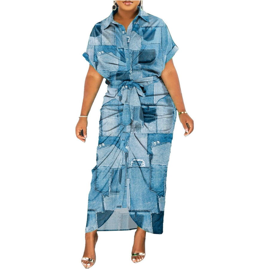 Dalia | Women's Waist Belt Belted Midi Dress in Multicolor