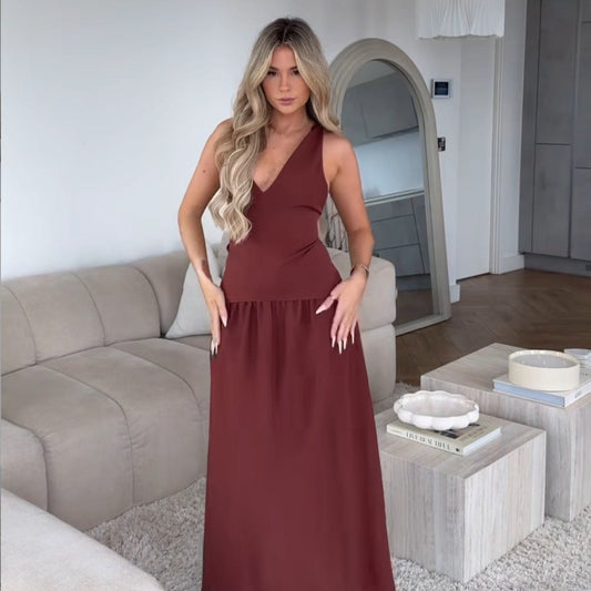 Damiana | Women's V-Neck Elegant Maxi Dress in Kleid