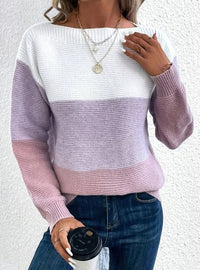 Dana | Women's Relaxed-Fit Color-Block Cashmere Turtleneck Sweater