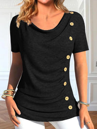 Danae | Women's Button Detail Elegant Top in Black