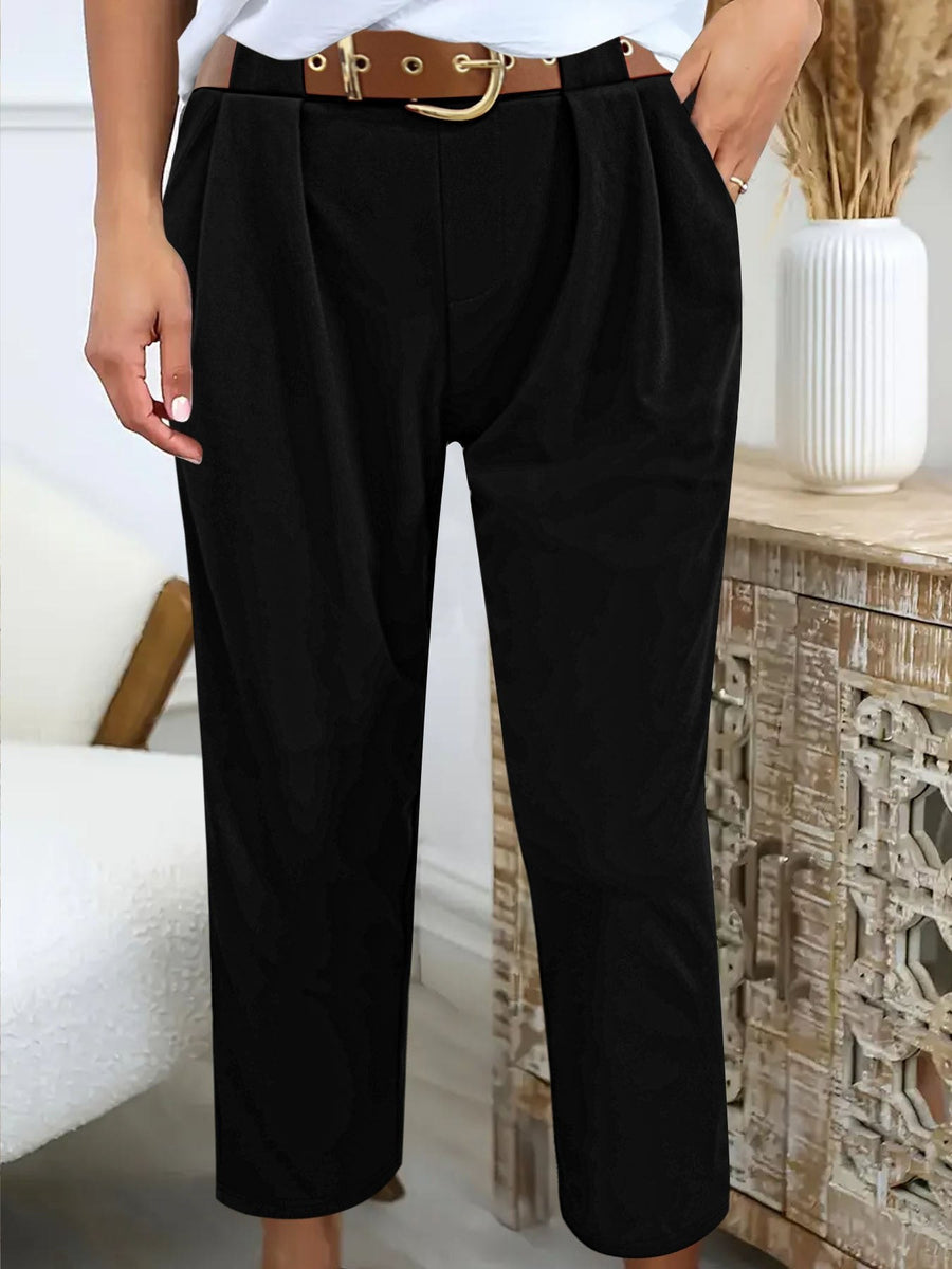 Daniela | Women's Belted Elegant Pants – Dress Pants in Black