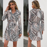 Daniella | Women's Waist Belt Belted Shirt Dress in Black White