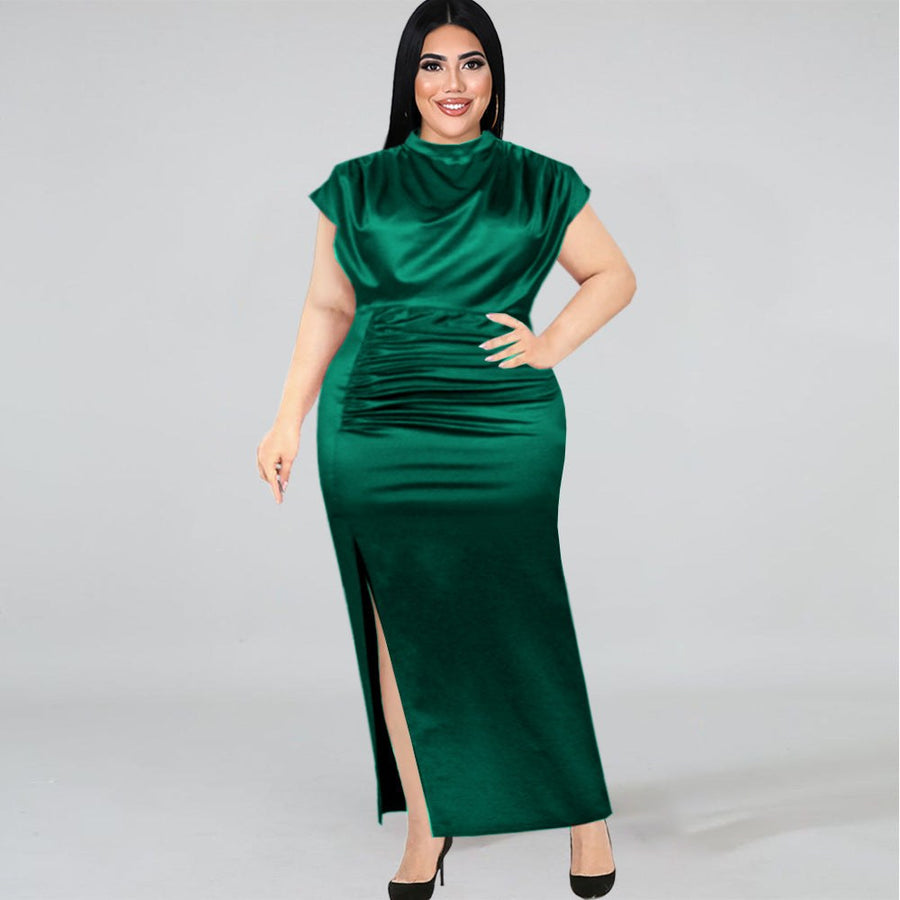 Darcey | Women's V-Neck Slit Elegant Chic Maxi Dress in Green