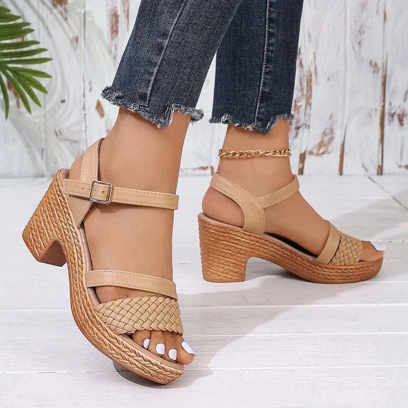 Darcy | Women's Braided Strap Block Heel Style Sandals