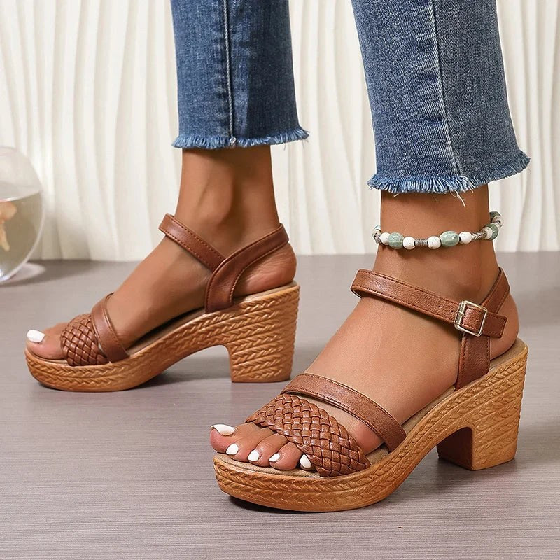 Darcy | Women's Braided Strap Block Heel Style Sandals