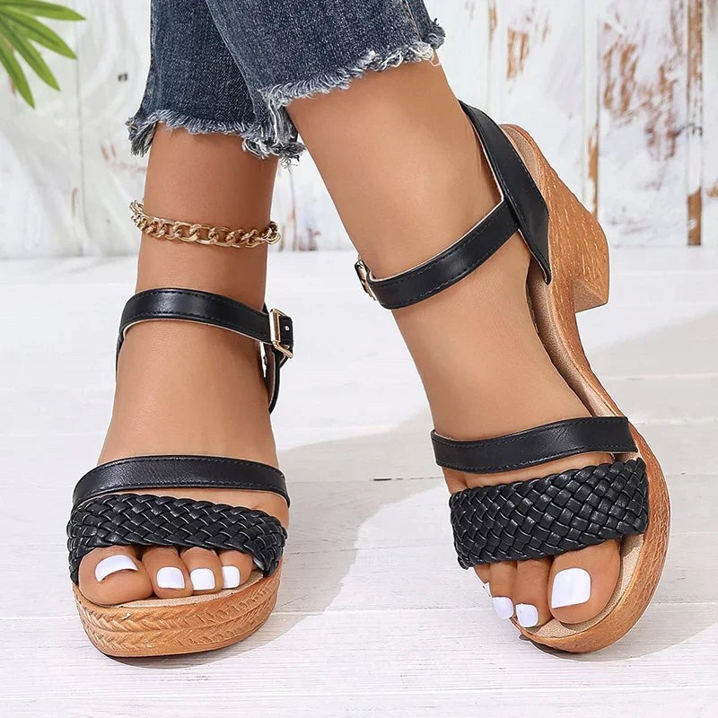 Darcy | Women's Braided Strap Block Heel Style Sandals