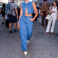 Darcy | Women's Pockets Vest in Blue
