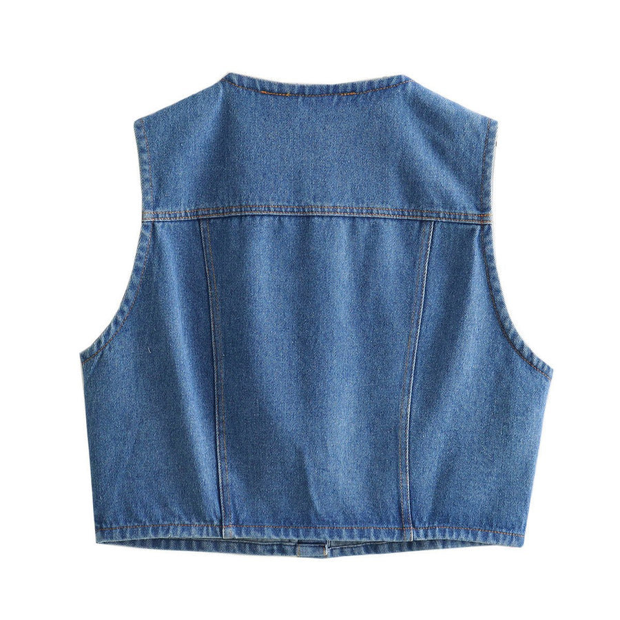 Darcy | Women's Pockets Vest in Blue