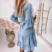 Darcy | Women's Ruffle Detail Shirt Dress in Light Blue