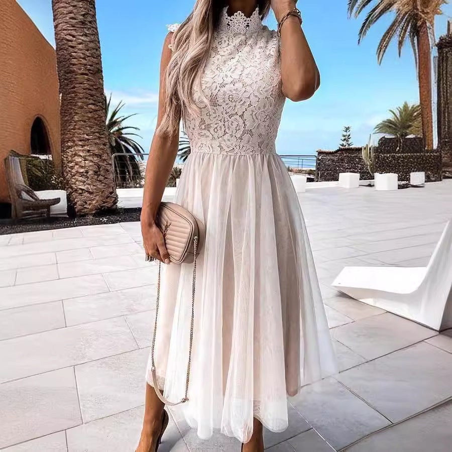 Darcy | Women's Sheer Lace Elegant Dress in White