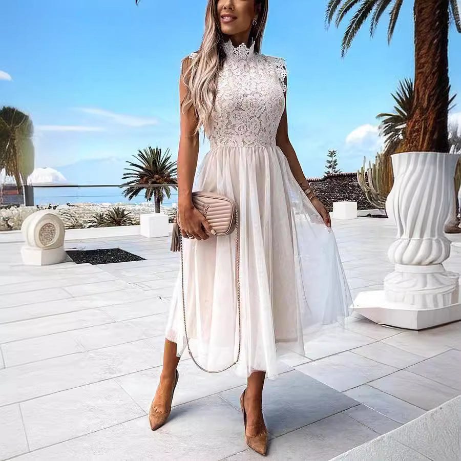 Darcy | Women's Sheer Lace Elegant Dress in White