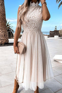 Darcy | Women's Sheer Lace Elegant Dress in White