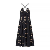 Dariela | Women's V-Neck Ruffle Elegant Maxi Dress in Black
