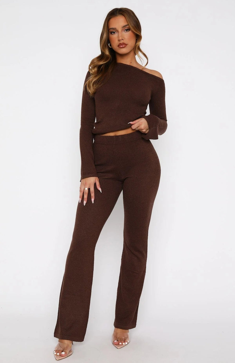 Davina | Women's Knit Elegant Top in Brown