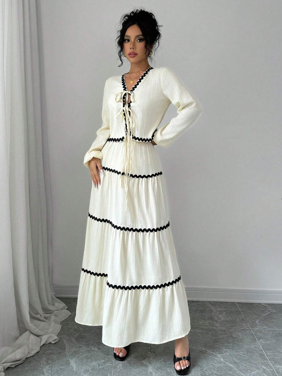Delfina | Women's V-Neck Ruffled Two-Piece Set
