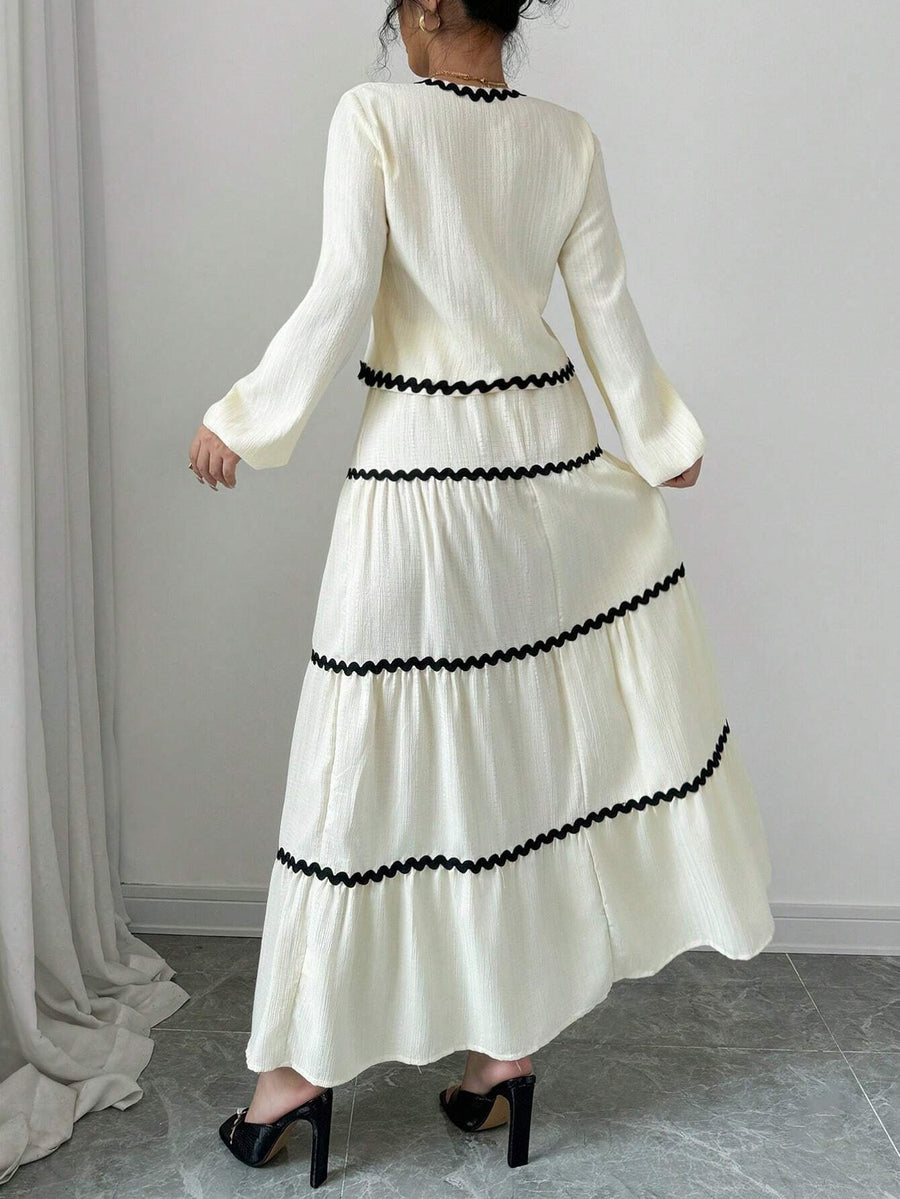 Delfina | Women's V-Neck Ruffled Two-Piece Set