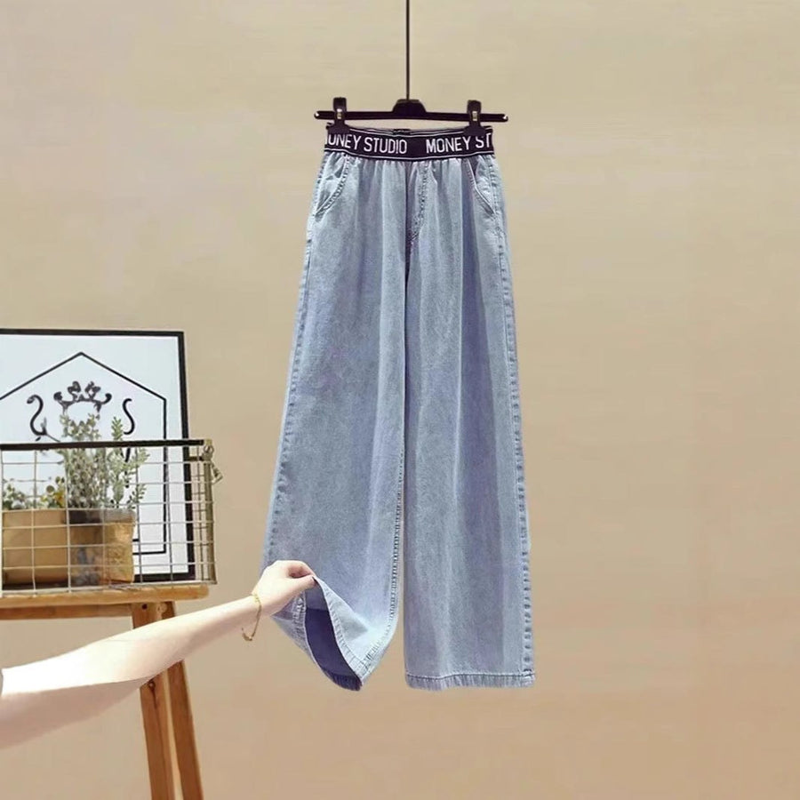Delia | Women's Elastic Waist Wide Leg Jeans