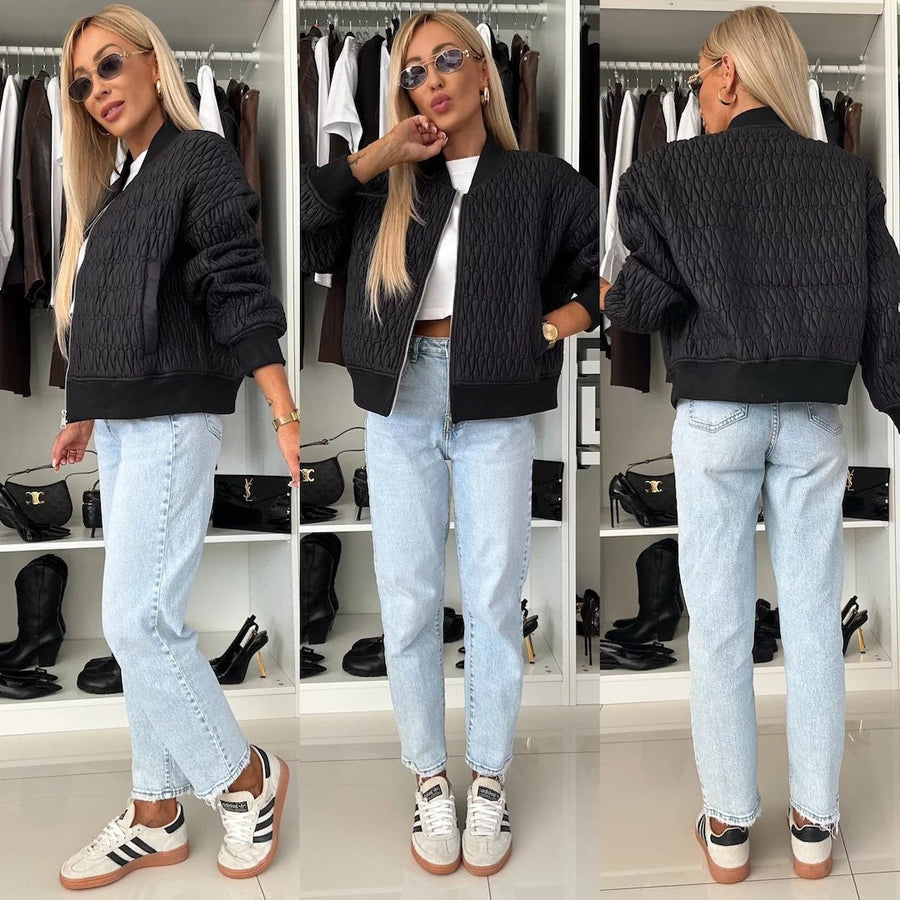 Delphine | Women's Voluminous Elegant Quilted Jacket in Black