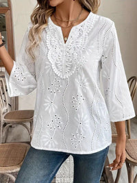 Demelza | Women's Floral Elegant Blouse in White