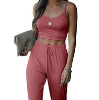 Demetria | Women's Casual Two-Piece Set in Chestnut Red