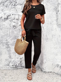 Demetria | Women's Vacation Co-Ord Two-Piece Set in Black