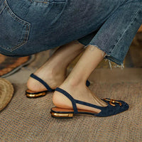 Denise | Women's Slingback Square Toe Detail Flats