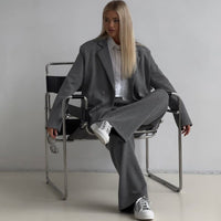 Denise | Women's Button-Front Wide Leg Elegant Suit – Flare Pants