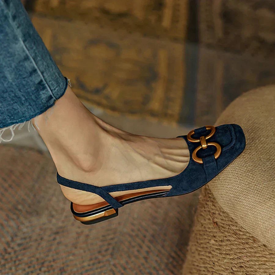 Denise | Women's Slingback Square Toe Detail Flats