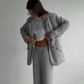 Denise | Women's Button-Front Wide Leg Elegant Suit – Flare Pants