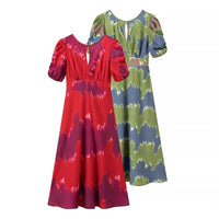 Deodata | Women's Puff Sleeve Ruched Elegant Modern Maxi Dress
