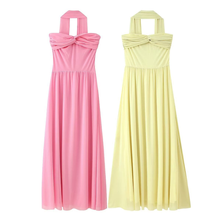 Devorah | Women's Flowing Elegant Maxi Dress in Pink