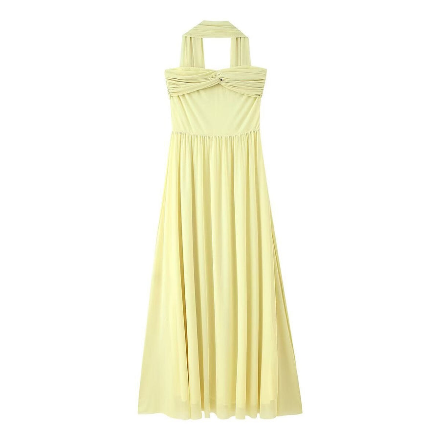 Devorah | Women's Flowing Elegant Maxi Dress in Yellow