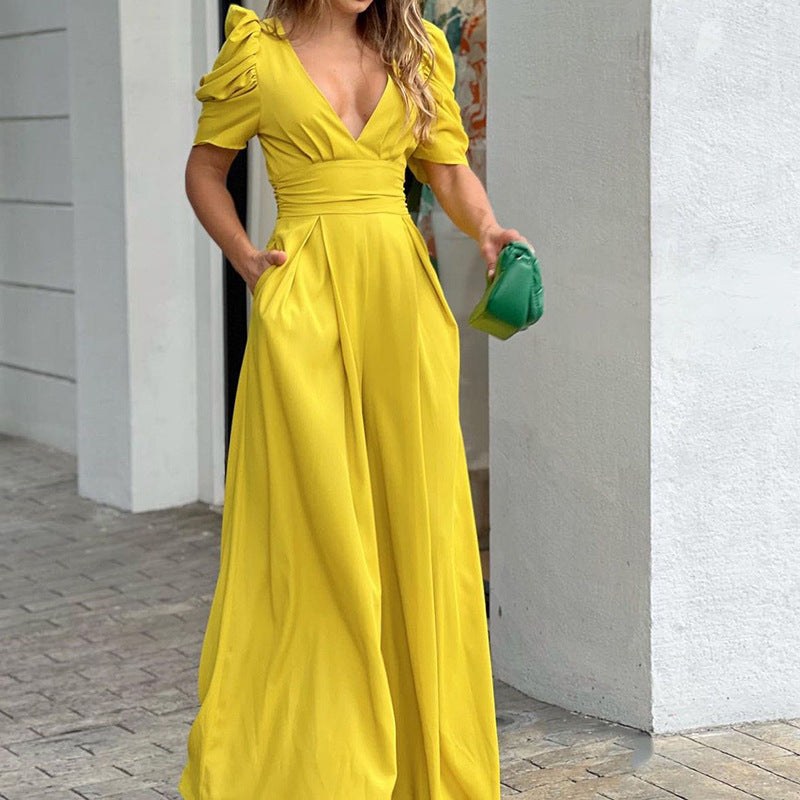 Diana | Women's V-Neck Voluminous Elegant Jumpsuit