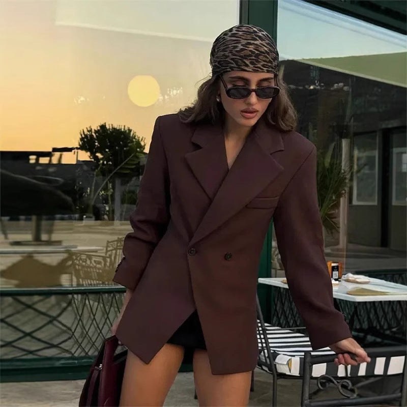 Diana | Women's Pockets Elegant Blazer in Brown